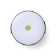 Vue de dessus du diffuseur circulaire blanc de la lanterne, avec une petite LED visible au centre. Vue de dessus du diffuseur circulaire blanc de la lanterne, avec une petite LED visible au centre.