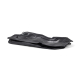 Sac de compression noir présenté à plat, avec fermeture zippée sur toute la longueur, valve ronde à bouchon et poche transparent