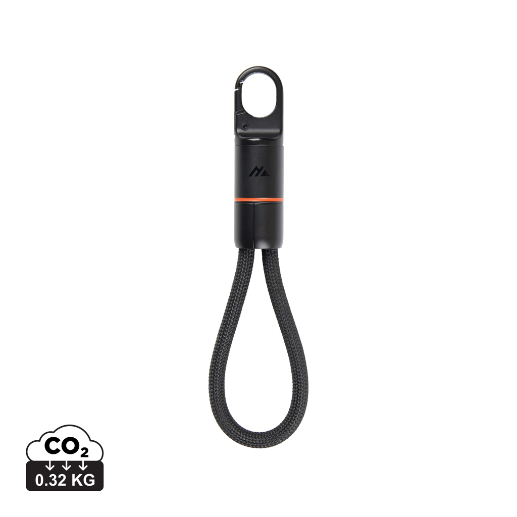 Câble USB-C 60W personnalisable avec mousqueton Everest Noir
