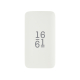 Vue de face du chargeur plat blanc aux angles arrondis, avec une personnalisation au centre de sa surface. Vue de face du chargeur plat blanc aux angles arrondis, avec une personnalisation au centre de sa surface.