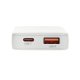 Gros plan sur la tranche du chargeur blanc montrant deux ports de connexion côte à côte : un port USB-C étroit et un port USB-A Gros plan sur la tranche du chargeur blanc montrant deux ports de connexion côte à côte : un port USB-C étroit et un port USB-A