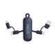 Câble de recharge 4-en-1 bleu marine avec boîtier central allongé et personnalisation gris clair sur sa face avant. Les quatre c Câble de recharge 4-en-1 bleu marine avec boîtier central allongé et personnalisation gris clair sur sa face avant. Les quatre c