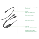 Vue technique du câble Terra à double sortie USB-C, accompagnée d'indications sur les matériaux recyclés composant sa gaine tres Vue technique du câble Terra à double sortie USB-C, accompagnée d'indications sur les matériaux recyclés composant sa gaine tres