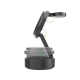 Vue de profil du chargeur sans fil dépliable, avec trois flèches vertes illustrant les articulations permettant d'orienter le su Vue de profil du chargeur sans fil dépliable, avec trois flèches vertes illustrant les articulations permettant d'orienter le su