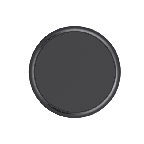 Vue rapprochée de la surface circulaire noire du support de recharge magnétique pour smartphone, entourée d'une bordure légèreme