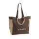 Sac shopping en toile recyclée marron et beige, avec deux paires d'anses de longueurs différentes, des poches latérales contrast Sac shopping en toile recyclée marron et beige, avec deux paires d'anses de longueurs différentes, des poches latérales contrast