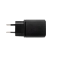 Adaptateur secteur noir de forme rectangulaire, présenté à l'horizontale avec deux broches métalliques rondes et un boîtier aux Adaptateur secteur noir de forme rectangulaire, présenté à l'horizontale avec deux broches métalliques rondes et un boîtier aux
