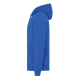 Vue de profil d'un sweat à capuche bleu royal, montrant la coupe droite, la capuche volumineuse, la couture d'épaule, la poche k Vue de profil d'un sweat à capuche bleu royal, montrant la coupe droite, la capuche volumineuse, la couture d'épaule, la poche k