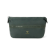 Vue de face d'une trousse de toilette extensible vert foncé, au format horizontal, avec fermeture zippée sur le dessus, fermetur
