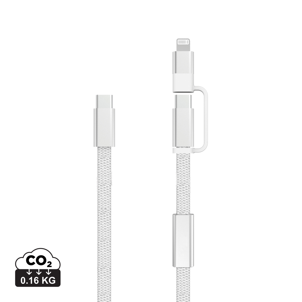 Câble de charge 2-en-1 promotionnel tressé 60 W Arc Gris