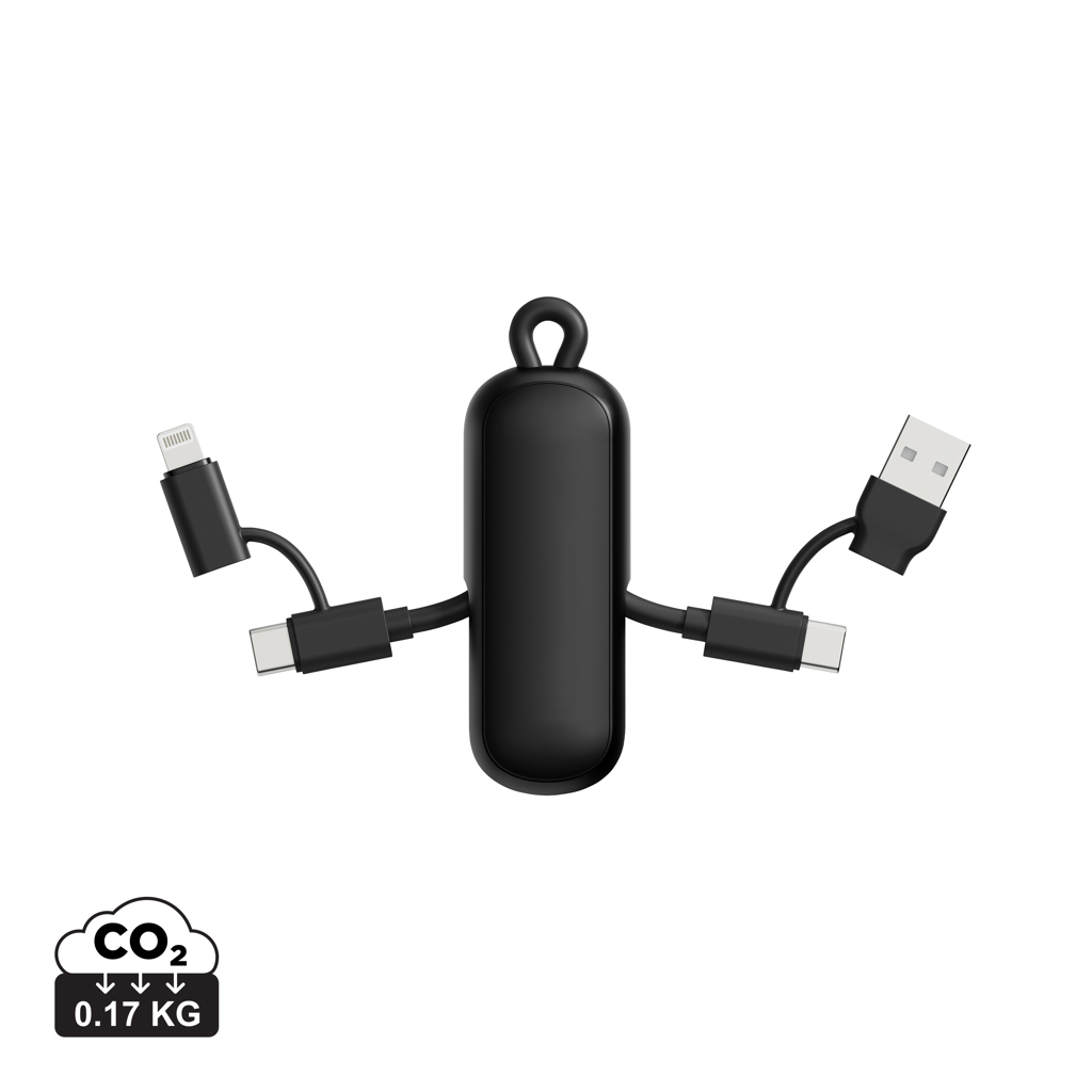 Câble porte-clé personnalisé 4-en-1 100W Dublin Noir