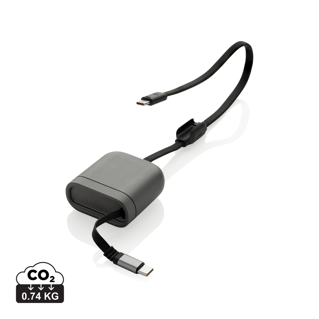 Câble USB-C rétractable personnalisable 100 W Spira Gris
