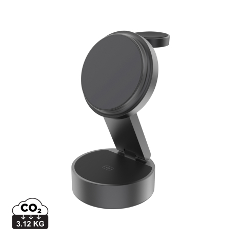 Chargeur sans fil pliable promotionnel 3-en-1 Quantum