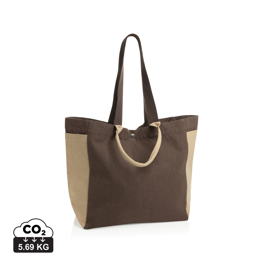 Cabas personnalisé en toile recyclée à double anse Beau Marron