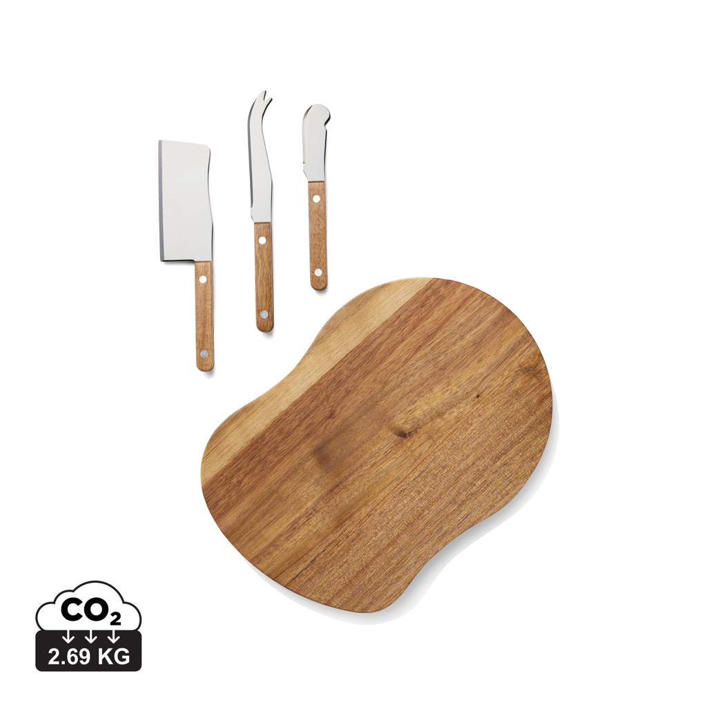 Service à fromage personnalisable en acacia 4 pièces Veia Marron