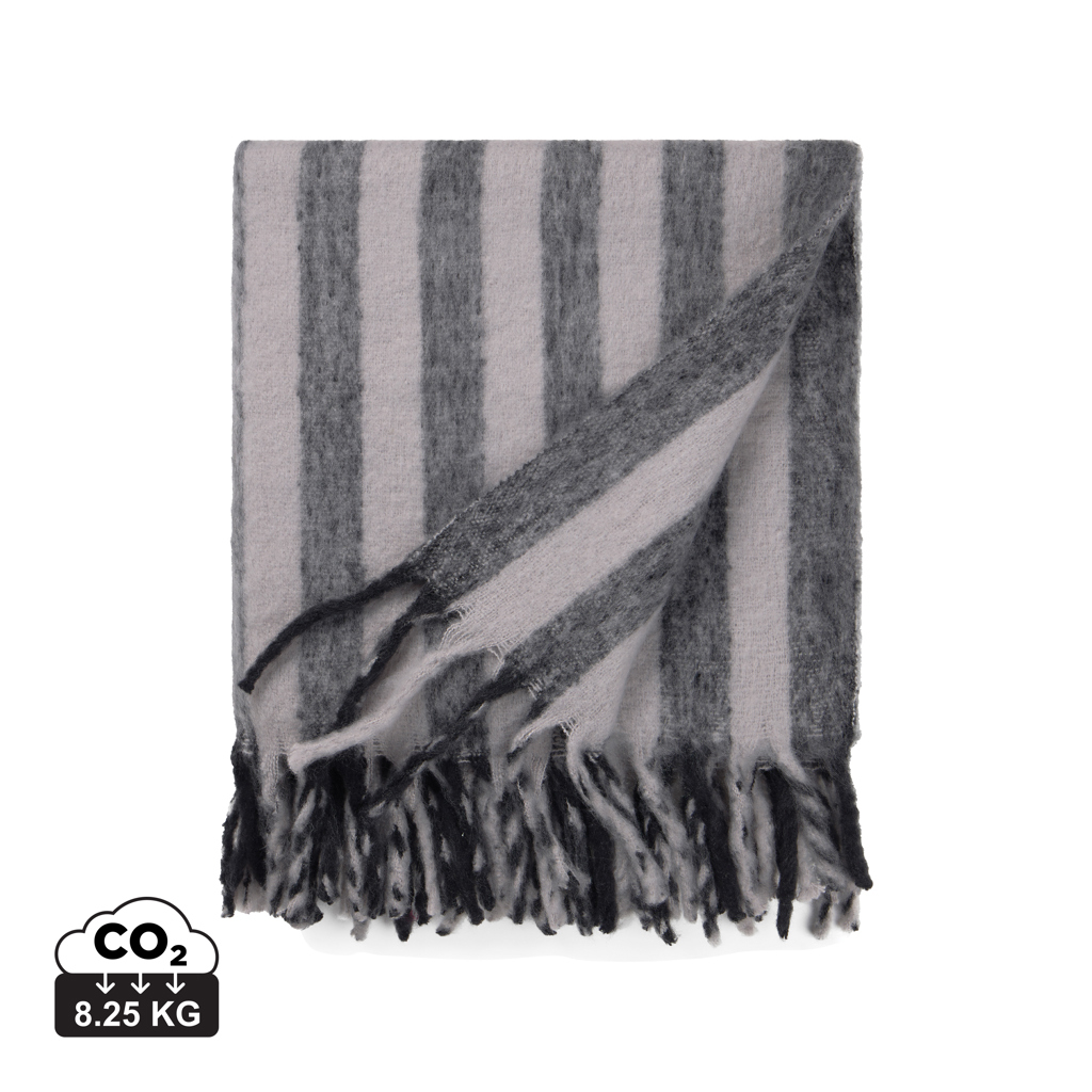 Couverture à rayures en laine à personnaliser Lioro Gris