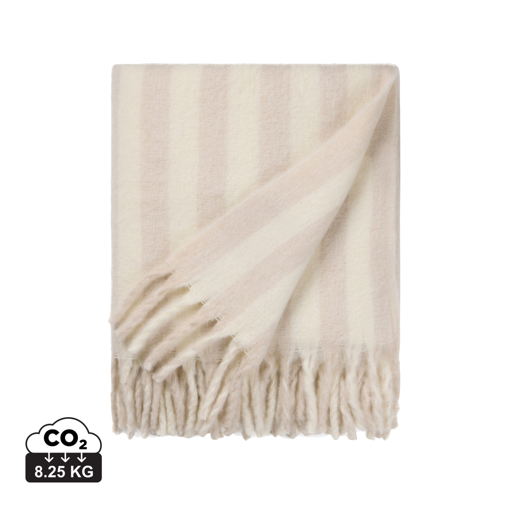 Couverture à rayures en laine à personnaliser Lioro Beige