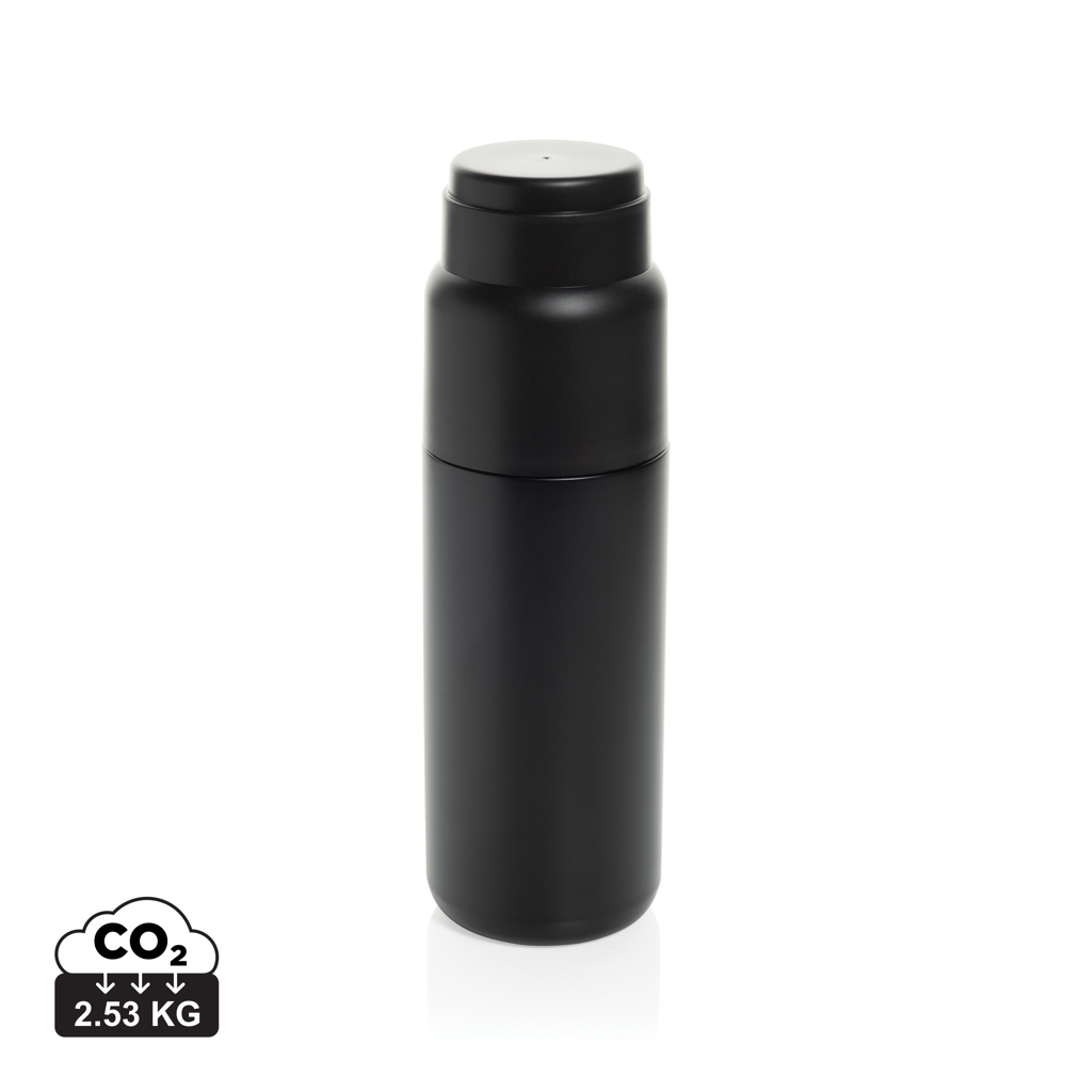 Bouteille isotherme publicitaire 500 ml avec tasse Thermocup Noir