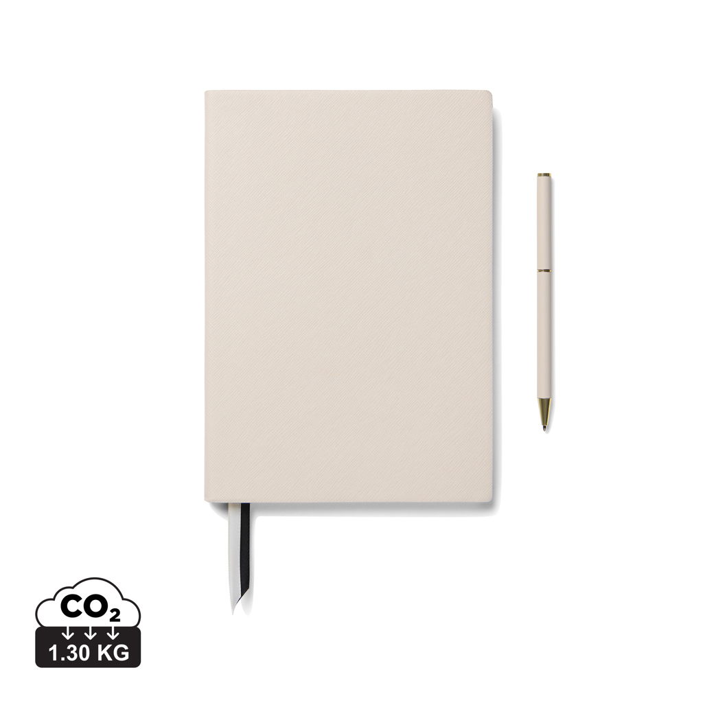 Coffret carnet A5 et stylo personnalisable Arlo Beige
