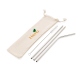Set de trois pailles en acier inoxydable argenté, deux droites et une courbée, accompagné d'une brosse de nettoyage. Une pochett Set de trois pailles en acier inoxydable argenté, deux droites et une courbée, accompagné d'une brosse de nettoyage. Une pochett