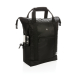 Sac isotherme XXL noir présenté de trois quarts, avec extrémités supérieures déployées, poignées renforcées, poche frontale zipp