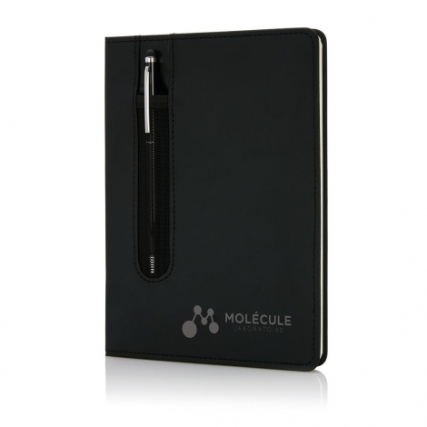 Carnet publicitaire A5 - couverture rigide en PU avec stylo tactile