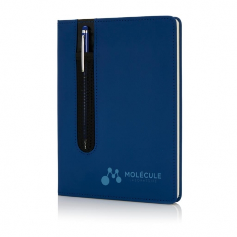 Carnet publicitaire A5 - couverture rigide en PU avec stylo tactile