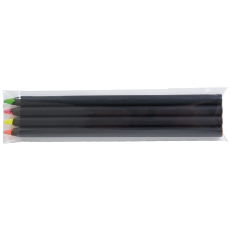 Sachet publicitaire de 4 crayons fluo Prestige 17.6 cm