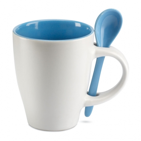 Tasse café publicitaire bicolore avec cuillère - Dual