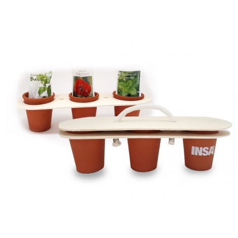 Kit plantation pots céramique et couvercle bois publicitaire