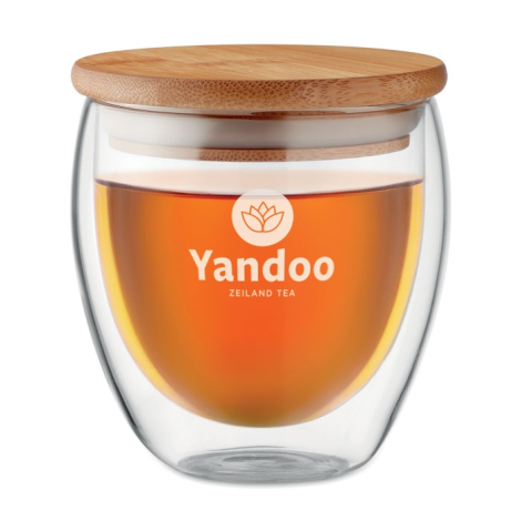 Verre publicitaire couvercle bambou 250 ml Tirana