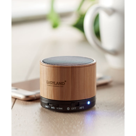 Mini enceinte bambou publicitaire 3W - Round