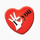 Badge publicitaire cœur avec épingle ou aimant