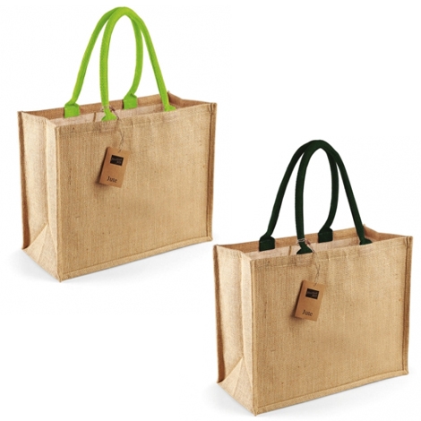 Sac shopping publicitaire en jute avec anses colorées - Classic