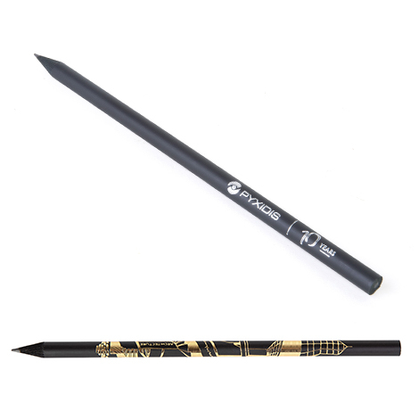 Crayon en bois personnalisable rond - Prestige Black 17,6 cm