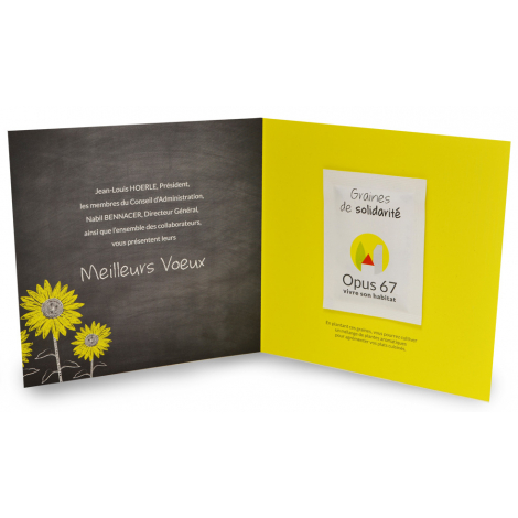 Carte publicitaire 2 volets avec sachet de graines