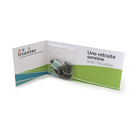 Carte publicitaire avec sachet de thé