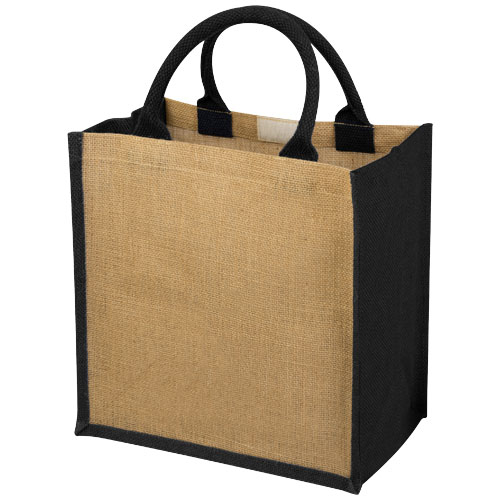 Sac fourre-tout publicitaire en jute - CHENNAI Naturel/Noir