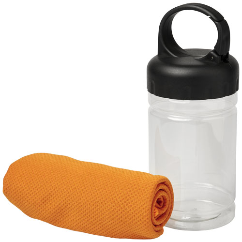 Serviette publicitaire avec housse en PET - Rémy Orange