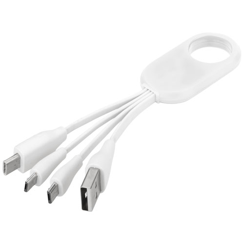 Câble USB publicitaire multi ports type C 4 en 1 Blanc