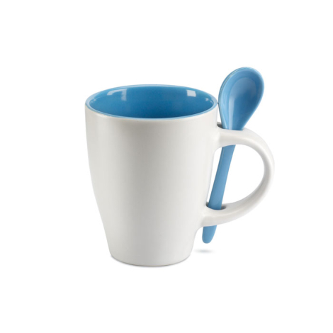 Tasse café publicitaire bicolore avec cuillère 250ml Dual