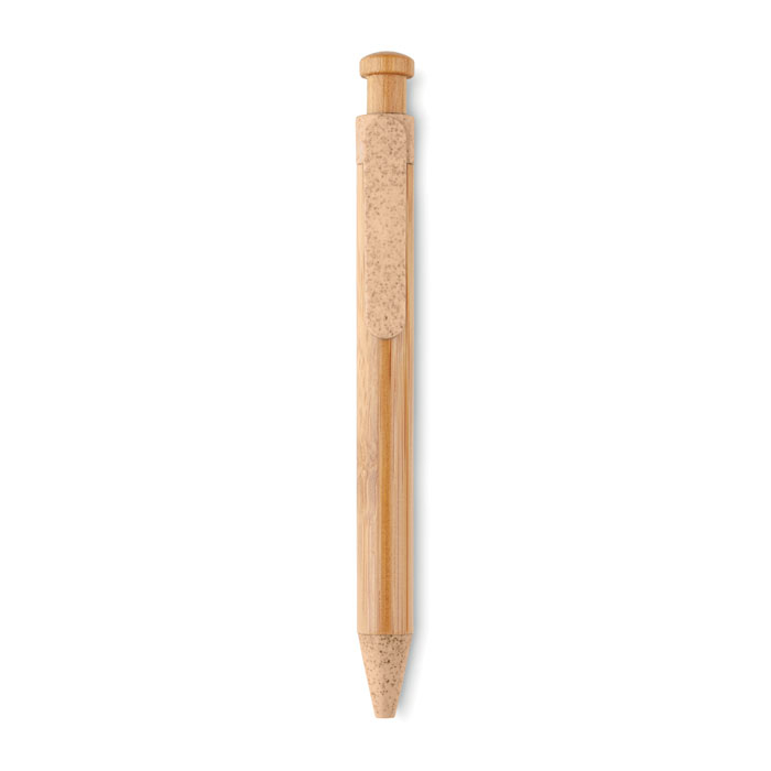 Stylo bille publicitaire en bambou - Toyama Orange