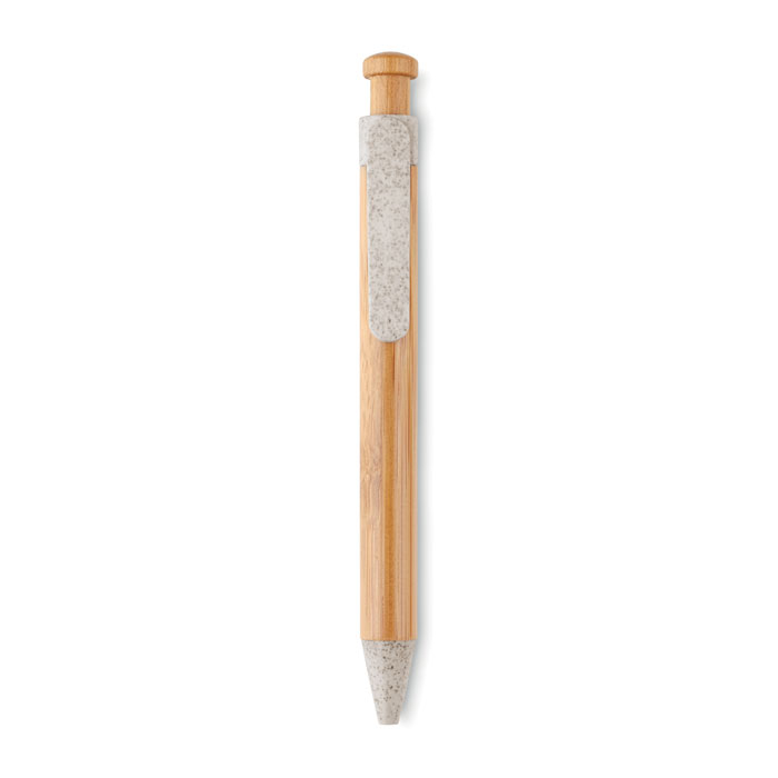 Stylo bille publicitaire en bambou - Toyama Beige