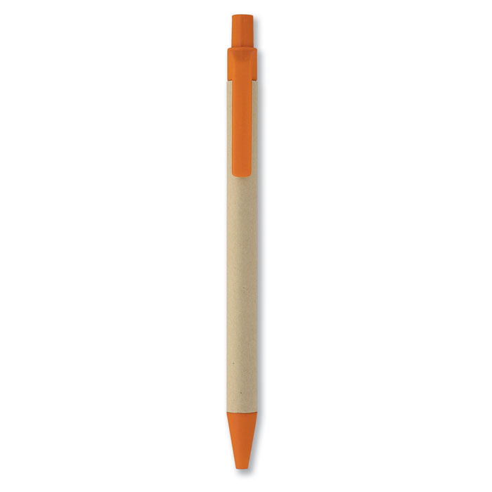 Stylo-bille publicitaire carton et amidon de maïs biodégradable Orange